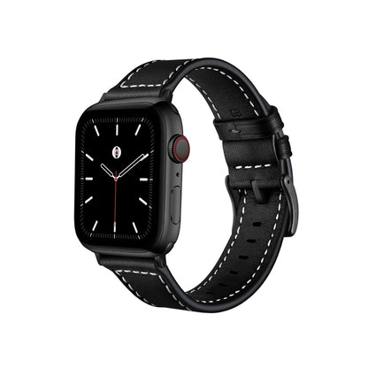 Black BB Classic Leather Apple Watch Band - BugBands