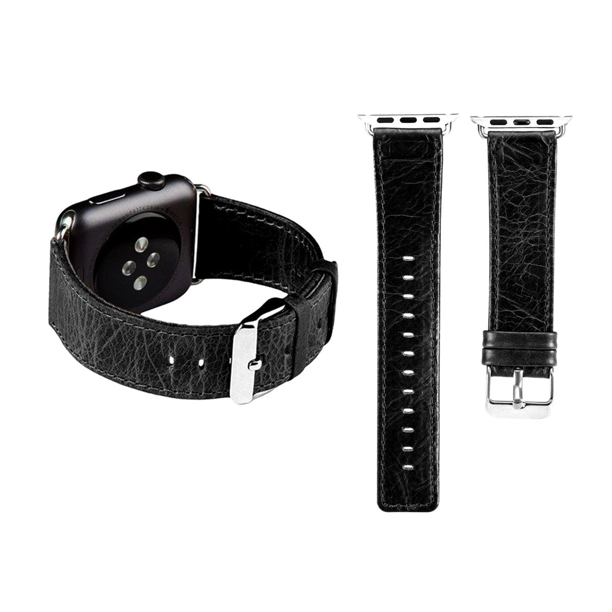 Black BB Elite Leather Apple Watch Band - BugBands