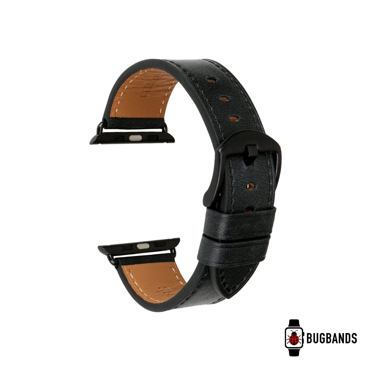 Black BB Full Grain Leather Band Apple Watch Band - BugBands