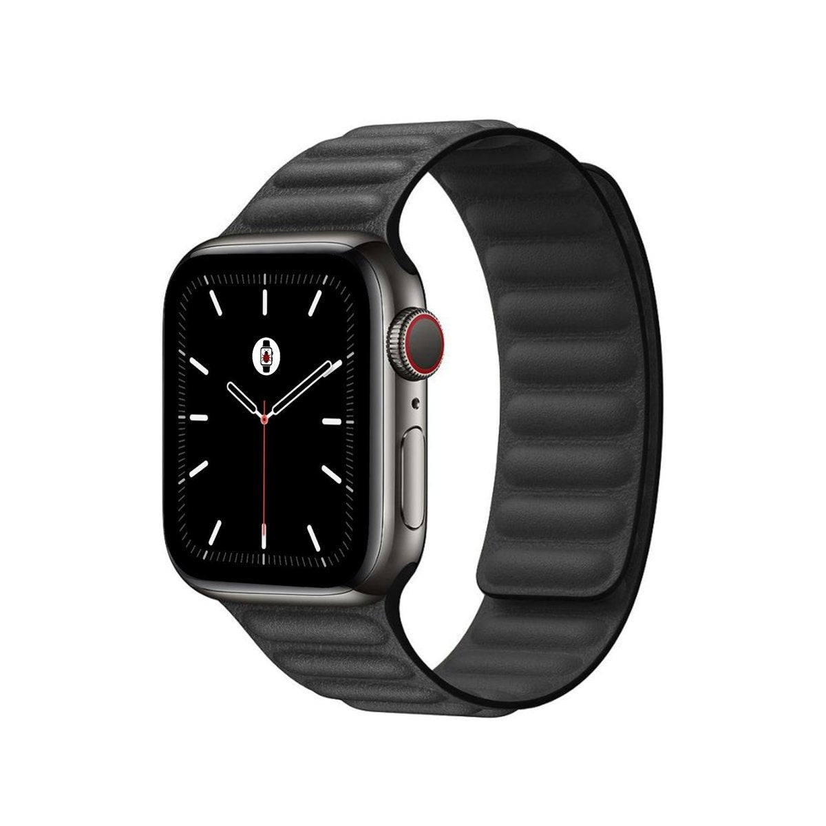 Black BB Leather Link Apple Watch Band - BugBands