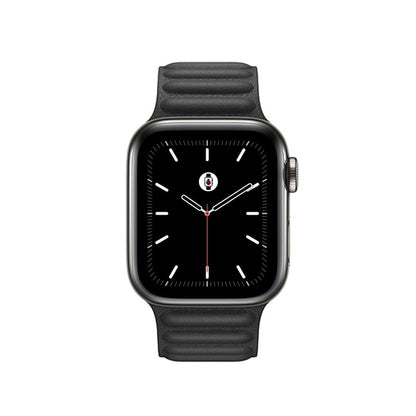 Black BB Leather Link Apple Watch Band - BugBands