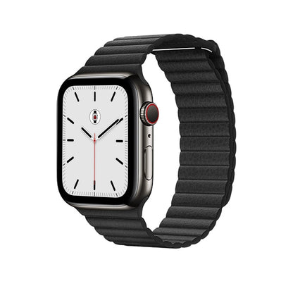 Black BB Leather Loop Apple Watch Band - BugBands