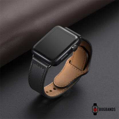 Black BB Swift Leather Apple Watch Band - BugBands