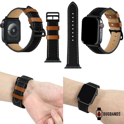 Black & Brown BB Cocktail Leather Apple Watch Band - BugBands