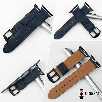 Blue BB Full Grain Leather Band Apple Watch Band - BugBands