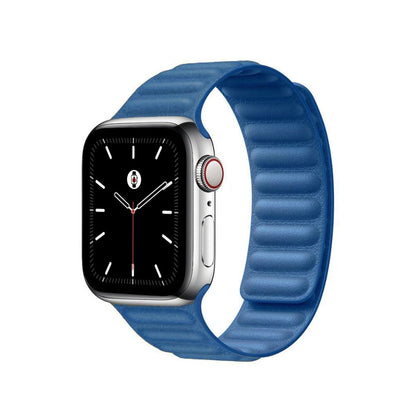 Blue BB Leather Link Apple Watch Band - BugBands