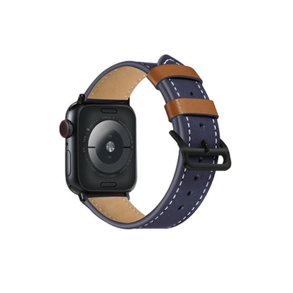 Blue & Brown BB Cocktail Leather Apple Watch Band - BugBands