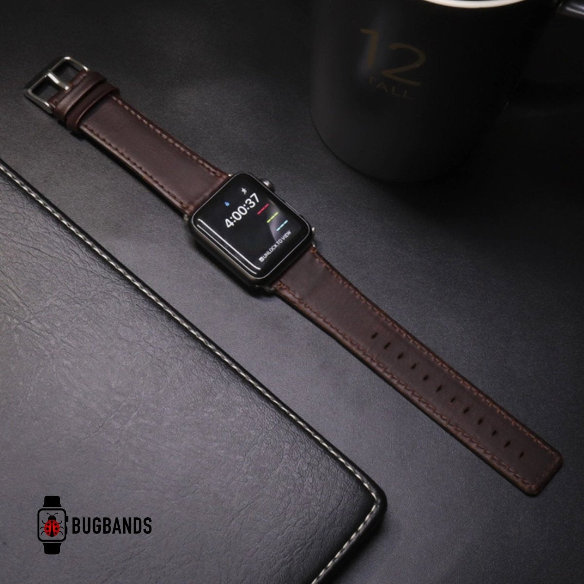 Brown BB Elite Leather Apple Watch Band - BugBands