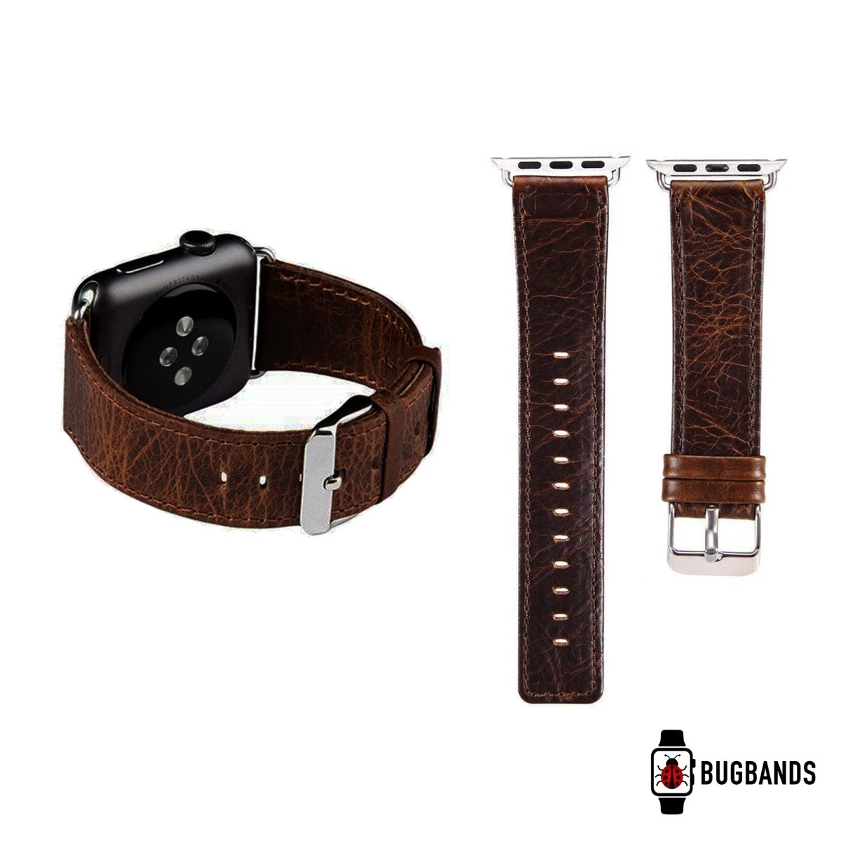 Brown BB Elite Leather Apple Watch Band - BugBands