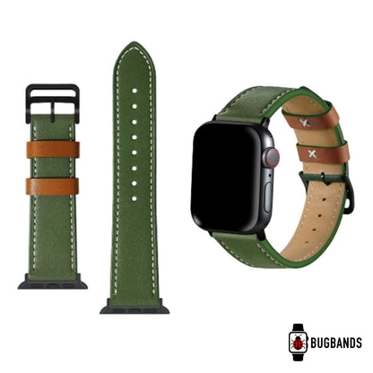 Green & Brown BB Cocktail Leather Apple Watch Band - BugBands