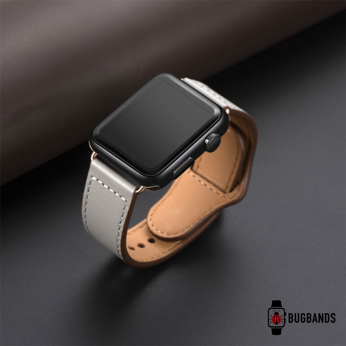 Grey BB Swift Leather Apple Watch Band - BugBands