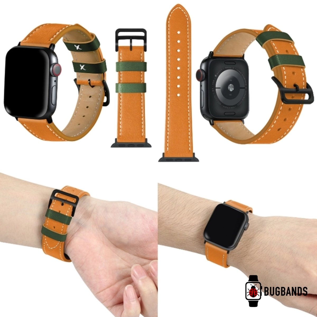 Mustard & Green BB Cocktail Leather Apple Watch Band - BugBands