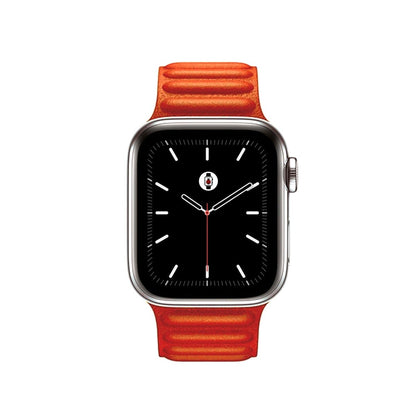 Orange BB Leather Link Apple Watch Band - BugBands