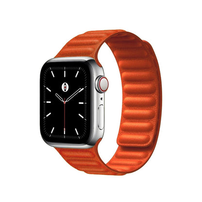 Orange BB Leather Link Apple Watch Band - BugBands