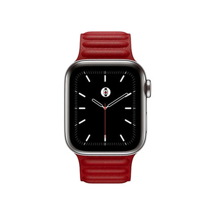 Red BB Leather Link Apple Watch Band - BugBands