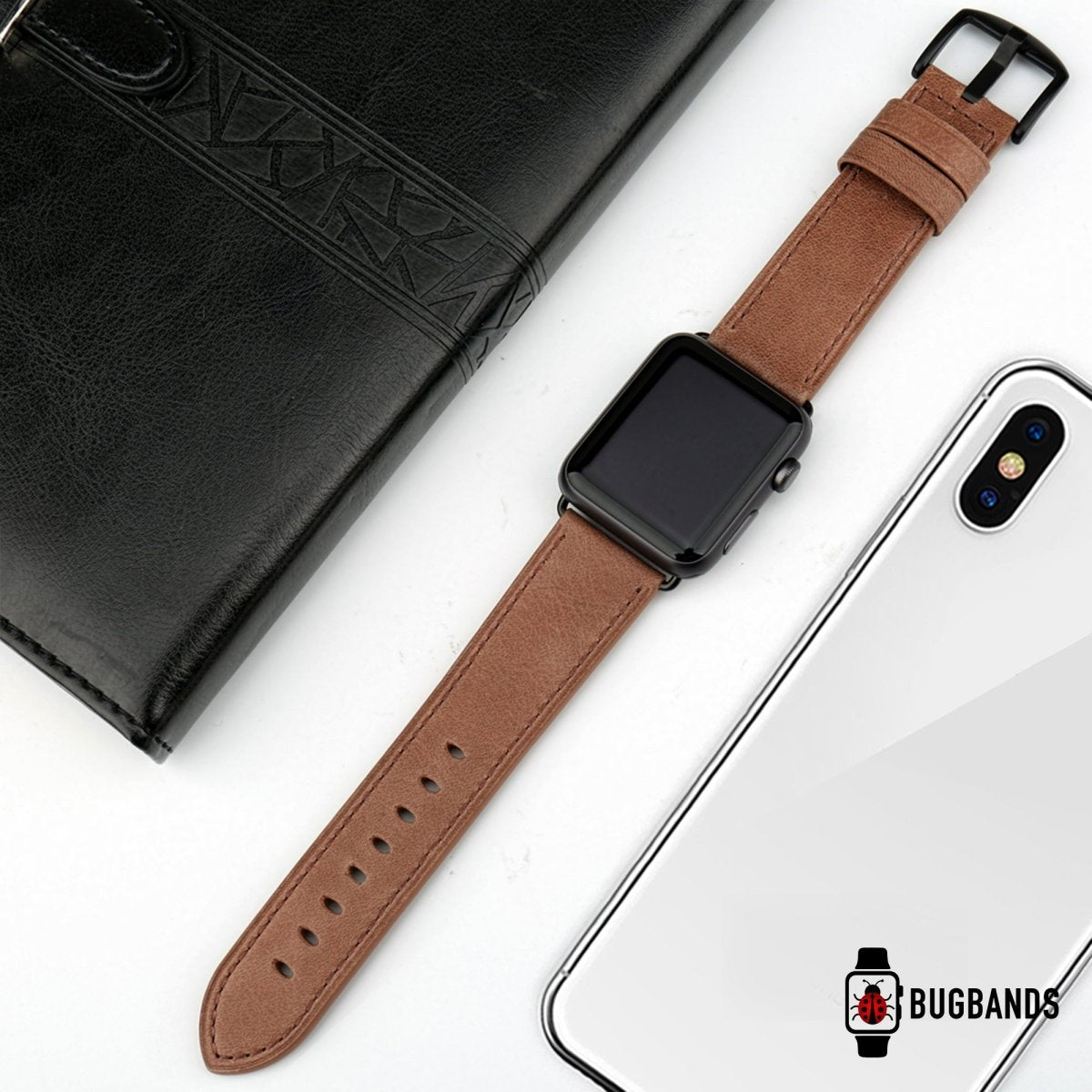 Rose Brown BB Full Grain Leather Apple Watch Band - BugBands