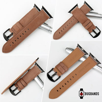 Rose Brown BB Full Grain Leather Apple Watch Band - BugBands