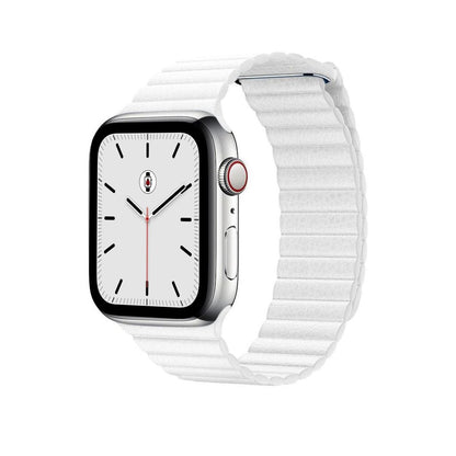 White BB Leather Loop Apple Watch Band - BugBands